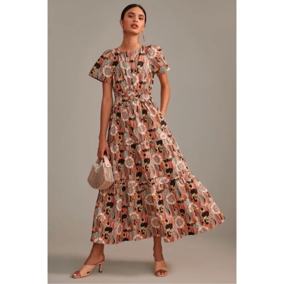 Anthropologie Dresses & Skirts - Anthropologie The Somerset Maxi Dress XL Botanic Garden 100% Cotton Tiered